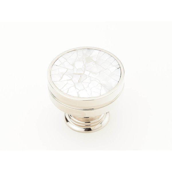Schaub 1-3/8in Mother of Pearl Cabinet Knob Polished Nickel Finish - 990-MOP-PN