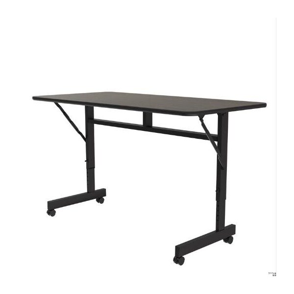 Correll Rectangle Econoline TFL Flip Top Table, 48 in W, 23 in to 31 in H, Particleboard Top, Walnut - FTM2448TF-01