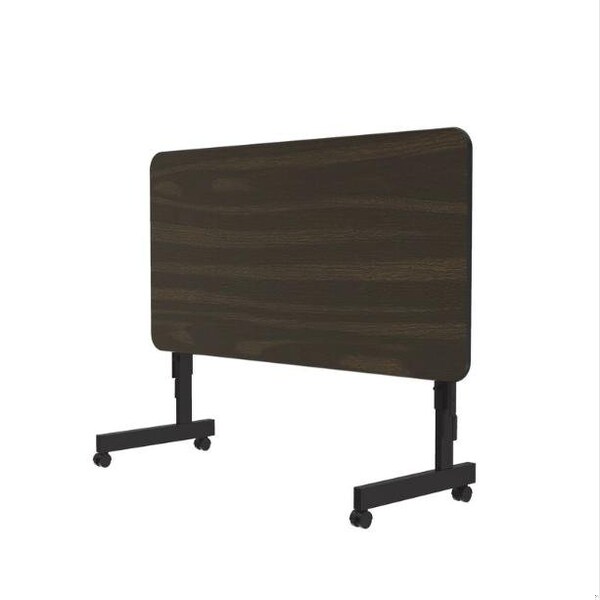 Correll Rectangle Econoline TFL Flip Top Table, 48 in W, 23 in to 31 in H, Particleboard Top, Walnut - FTM2448TF-01