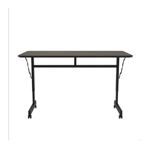 Correll Rectangle Econoline TFL Flip Top Table, 48 in W, 23 in to 31 in H, Particleboard Top, Walnut - FTM2448TF-01