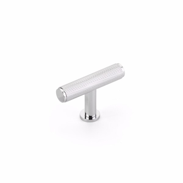 Schaub 2in Center to Center Pub House Knurled T Cabinet Knob Polished Chrome Finish - 5001-26