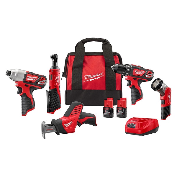 Milwaukee Tool M12, 5-Tool Combo Kit - 2498-25