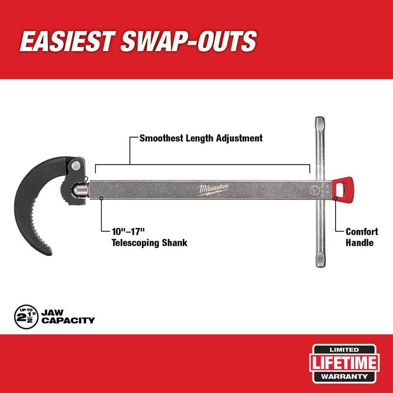 Llave de tubo de aluminio de 10 pulgadas de Milwaukee con mango de longitud de potencia con llave de tazón de 2.5 pulgadas (2 piezas) - 48-22-7213-48-22-7002