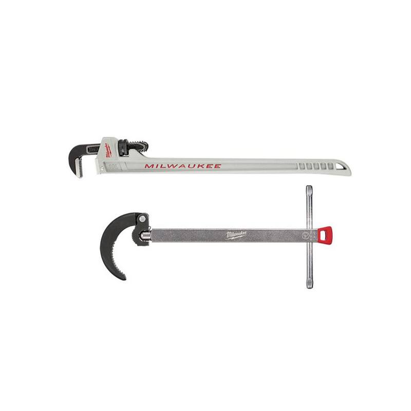 Llave de tubo de aluminio de 10 pulgadas de Milwaukee con mango de longitud de potencia con llave de tazón de 2.5 pulgadas (2 piezas) - 48-22-7213-48-22-7002