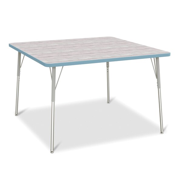 Jonti-Craft Berries Square Activity Table, 48 in. x 48 in., A-height, Driftwood Gray/Coastal Blue/Gray - 6418JCA452