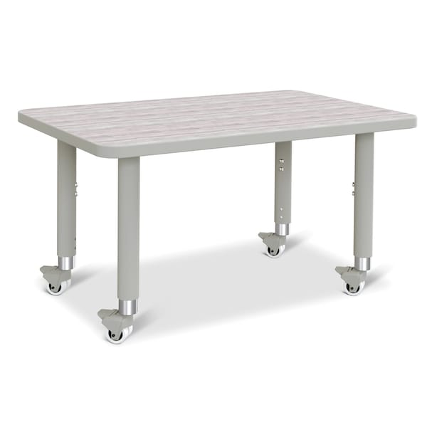 Jonti-Craft Berries Rectangle Activity Table, 24 in. x 36 in., Mobile, Driftwood Gray/Gray/Gray - 6478JCM450