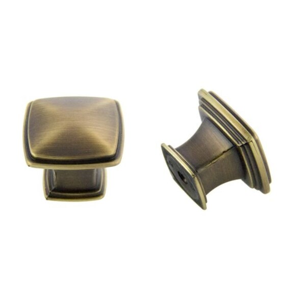 Crown 1-1/4" Square Cabinet Knob Antique Satin Brass Finish - CHK81091ABSB