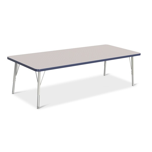 Jonti-Craft Berries Rectangle Activity Table, 30 in. x 72 in., E-height, Freckled Gray/Navy/Gray - 6413JCE112