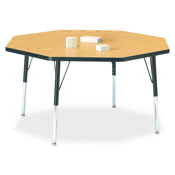 Jonti-Craft Berries Octagon Activity Table, 48 in. x 48 in., E-height, Oak/Black/Black - 6428JCE210