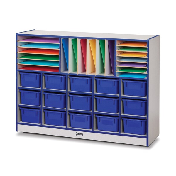 Jonti-Craft Rainbow Accents Sectional Cubbie-Tray Mobile Unit, with Trays, Blue - 0416JCWW003