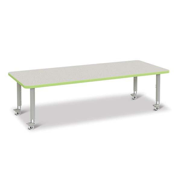 Jonti-Craft Berries Rectangle Activity Table, 30 in. x 72 in., Mobile, Freckled Gray/Key Lime/Gray - 6413JCM130