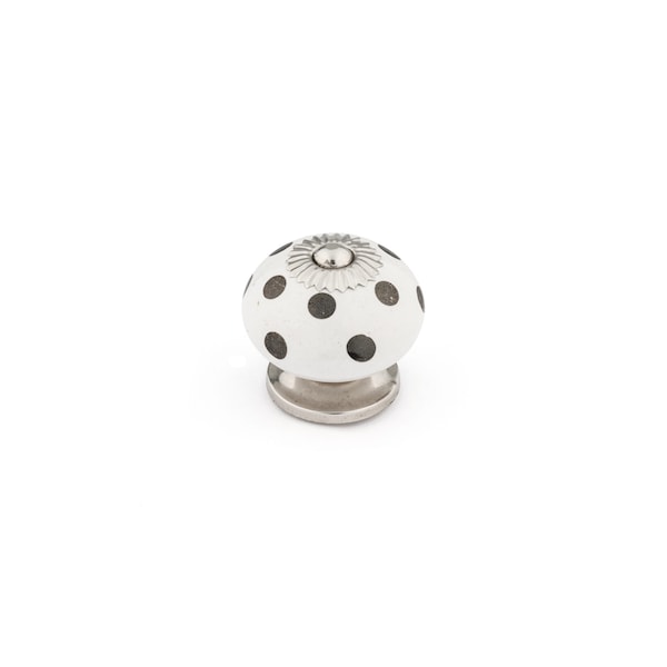 Richelieu 1 9/16 in (40 mm) Chrome, White Eclectic Cabinet Knob - BP63494014030