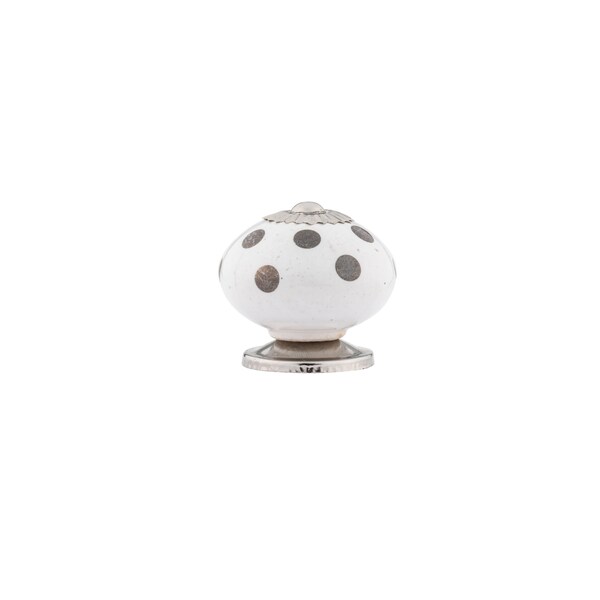 Richelieu 1 9/16 in (40 mm) Chrome, White Eclectic Cabinet Knob - BP63494014030