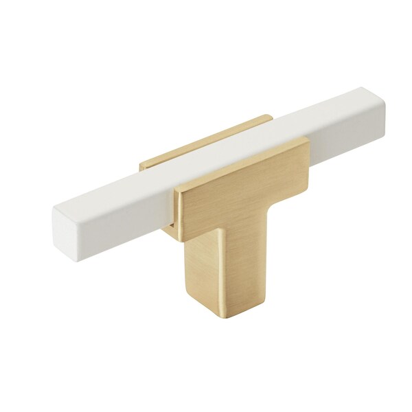 Amerock Urbanite 2-5/8 in 67 mm Length Brushed Gold/White Cabinet Knob - BP67BGLWHT
