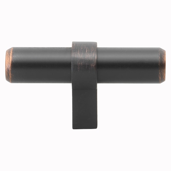 Gliderite Hardware 2-1/4 in. Oil Rubbed Bronze Solid Steel Cabinet T-Knob - 4002-T-ORB, 25PK - 4002-T-ORB-25