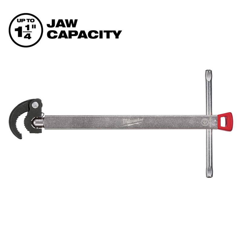Llave de tubo de aluminio de 10 pulgadas de Milwaukee con mango de longitud de energía y llave de cubeta de 1.25 pulgadas (2 piezas) - 48-22-7213-48-22-7001