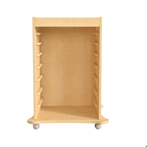 Flash Furniture Bright Beginnings Commercial Space Saving Wooden Mobile STEAM Wall Accessory Board Storage Cart, Locking Caster Wheels, Kid Friendly Design, Natural - MK-ME06639-GG