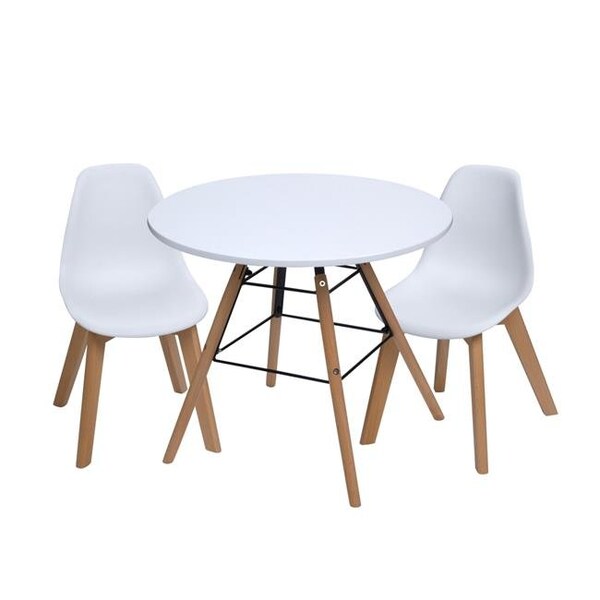 Gift Mark Gift Mark T3072W Mid-Century Modern Round Kids Table with White Two Chairs - 12.5 x 12.5 x 22.5 in. - T3072W