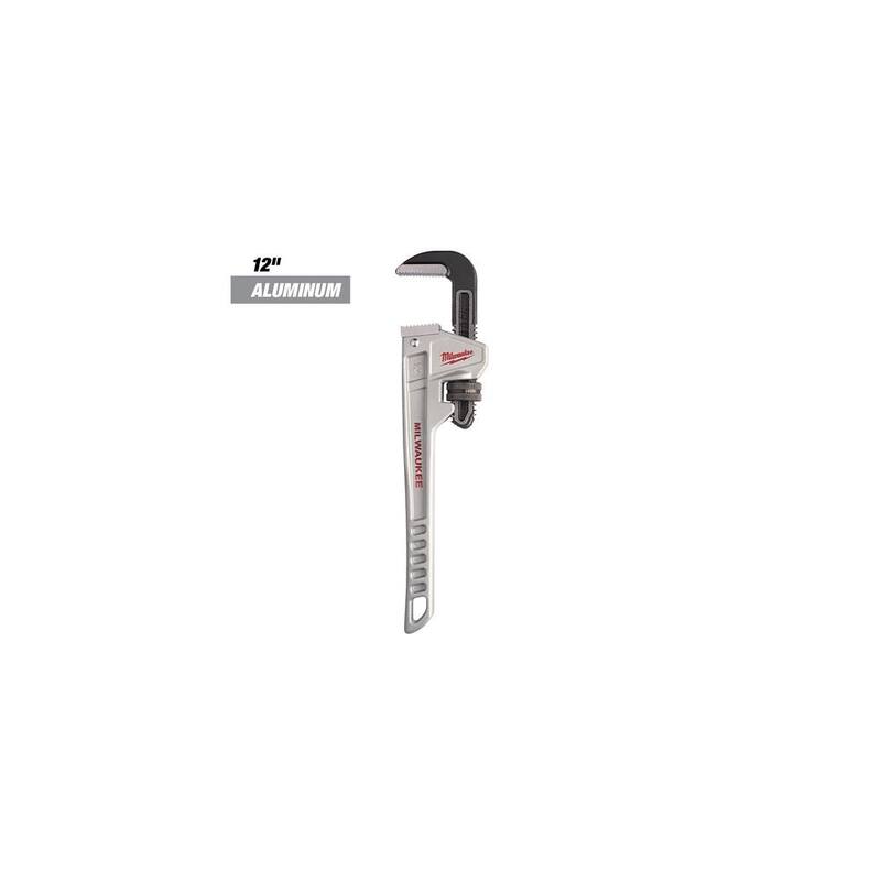 Llave de tubos de aluminio de 10 pulgadas de Milwaukee con mango de longitud de potencia junto con llave de tubo de 12 pulgadas (juego de 2 piezas) - 48-22-7213-48-22-7212