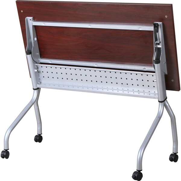Lorell Rectangle Lorell Mahogany Flip Top Training Table, 23.6 W, 48 L, 29.5 H, Nylon Top, Mahogany - LLR60722