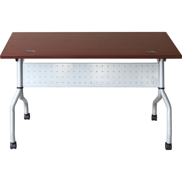 Lorell Rectangle Lorell Mahogany Flip Top Training Table, 23.6 W, 48 L, 29.5 H, Nylon Top, Mahogany - LLR60722