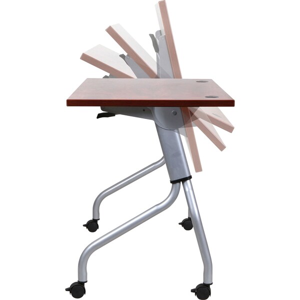 Lorell Rectangle Lorell Mahogany Flip Top Training Table, 23.6 W, 48 L, 29.5 H, Nylon Top, Mahogany - LLR60722