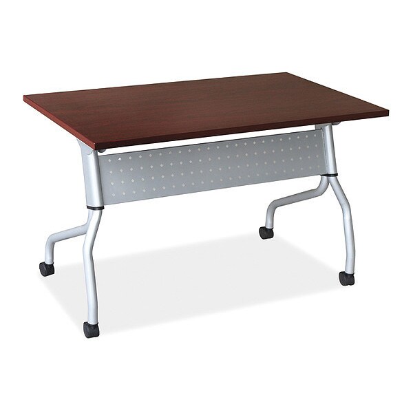 Lorell Rectangle Lorell Mahogany Flip Top Training Table, 23.6 W, 48 L, 29.5 H, Nylon Top, Mahogany - LLR60722