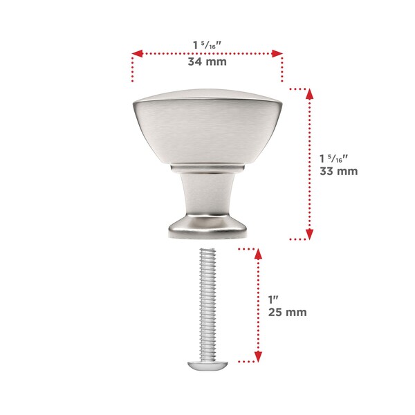 Richelieu 1 11/32 in (34 mm) Brushed Nickel Contemporary Cabinet Knob - BP872034195