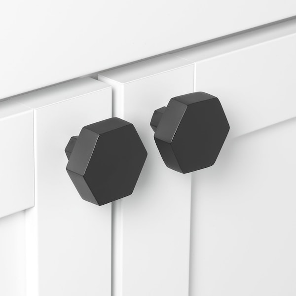 Gliderite Hardware 1-1/2 in. Hexagon Knob Matte Black, 10PK - 5824-MB-10