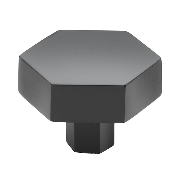 Gliderite Hardware 1-1/2 in. Hexagon Knob Matte Black, 10PK - 5824-MB-10