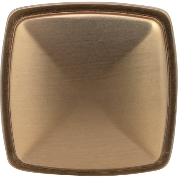 Designperfect 1-3/16 Overall Length Square Cabinet Knob, Champagne Bronze/Gold, 25PK - DPA25S77KCBZ