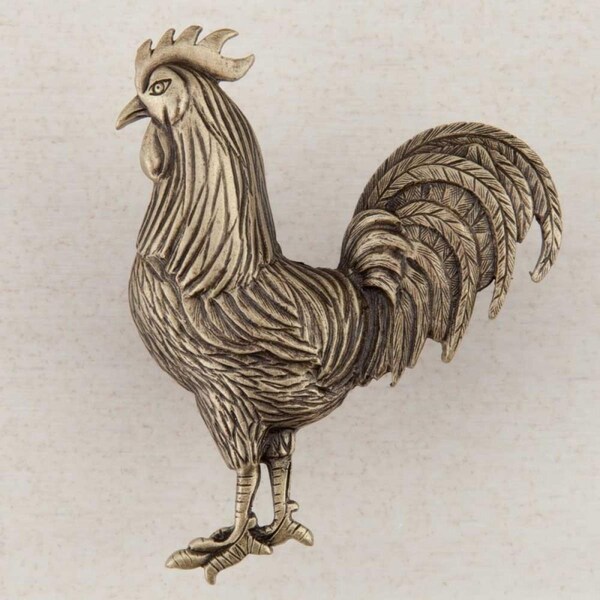Acorn Mfg Artisan Collection Rooster Knob, Antique Brass - DQ9AP
