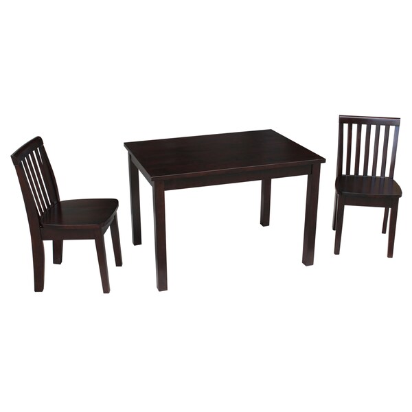International Concepts Rectangle Table with 2 Mission Juvenile Chairs, 24 in W, 33.1 in L, 22.2 in H, Wood, Rich Mocha - K15-2532-263-2