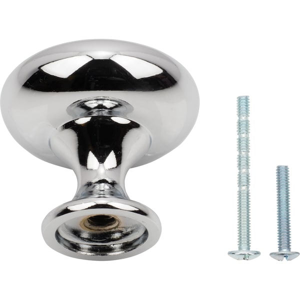 Designperfect 1-3/16 Diameter Round Cabinet Knob, Polished Chrome, 25PK - DPA25R28KPC