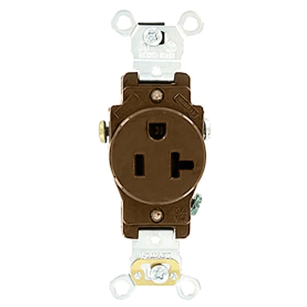 Receptáculo Leviton, 20 amperios, 125VAC, toma de corriente única, 5-20R, negro - 5351