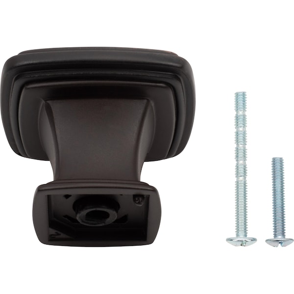 Designperfect 1-3/16 Overall Length Square Cabinet Knob, Brushed Oil Rubbed Bronze, 25PK - DPA25S77KORB