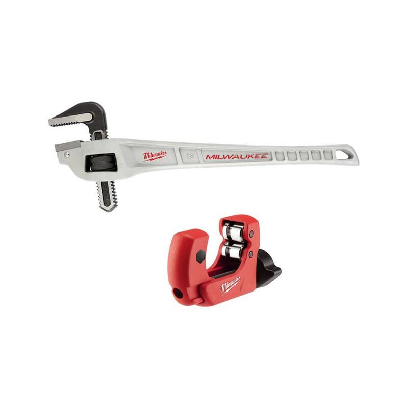 Llave de tubo de aluminio con offset de 18 pulgadas y cortador de tubos de cobre mini de 1 pulgada (Juego de 2 piezas) - 48-22-7185-48-22-4251