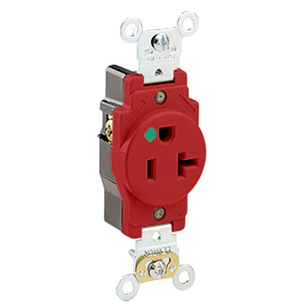 Contacto Leviton, 20 A, 125VCA, Salida sencilla, 5-20R, Rojo - 8310-R