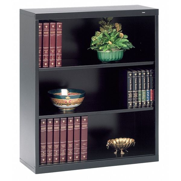 Tennsco 3-Shelf Stationary Bookcase, 40"x34-1/2" Black - B-42BK