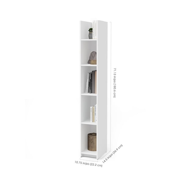 Bestar Small Space 10 in Narrow shelving unit, White - 16702-1117