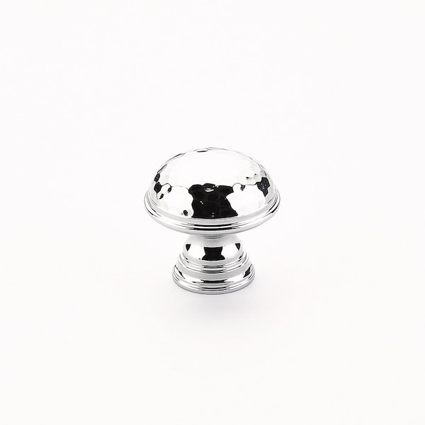 Schaub 1-1/4in Atherton Hammered Cabinet Knob Polished Chrome Finish - 570-26