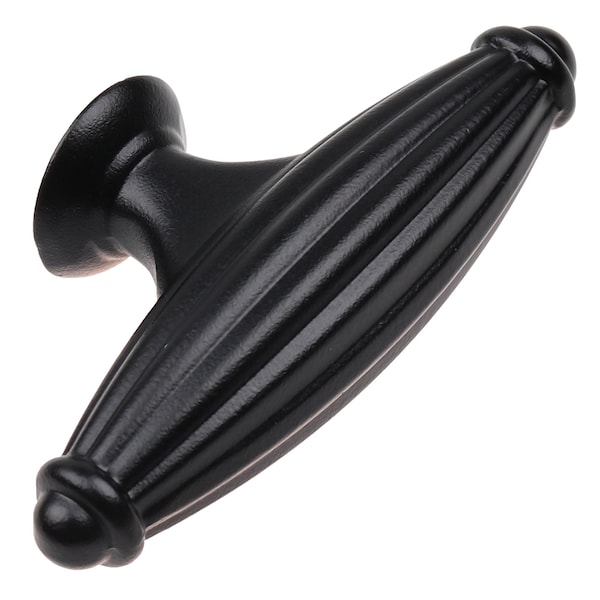 Gliderite Hardware 2-1/2 in. Matte Black Fluted Cabinet T-Knob - 4047-MB, 10PK - 4047-MB-10