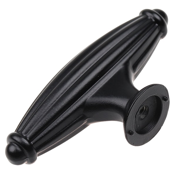 Gliderite Hardware 2-1/2 in. Matte Black Fluted Cabinet T-Knob - 4047-MB, 10PK - 4047-MB-10