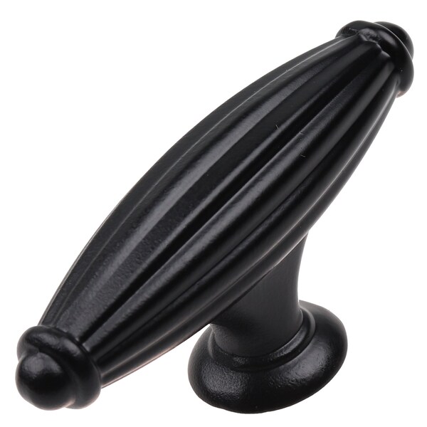 Gliderite Hardware 2-1/2 in. Matte Black Fluted Cabinet T-Knob - 4047-MB, 10PK - 4047-MB-10