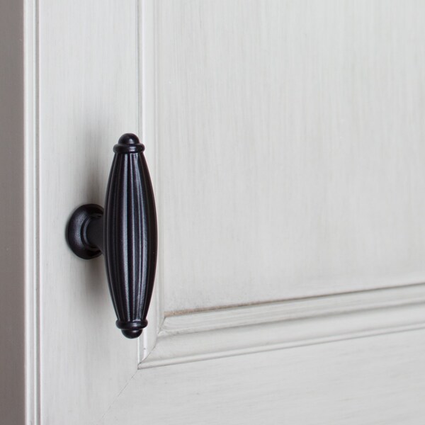 Gliderite Hardware 2-1/2 in. Matte Black Fluted Cabinet T-Knob - 4047-MB, 10PK - 4047-MB-10