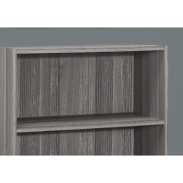 Monarch Specialties Bookshelf, Bookcase, 4 Tier, 36"H, Office, Bedroom, Laminate, Grey, Transitional - I 7478