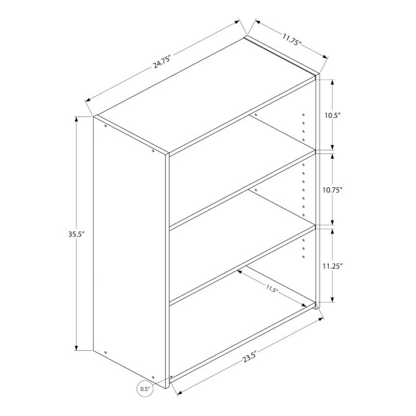 Monarch Specialties Bookshelf, Bookcase, 4 Tier, 36"H, Office, Bedroom, Laminate, Grey, Transitional - I 7478