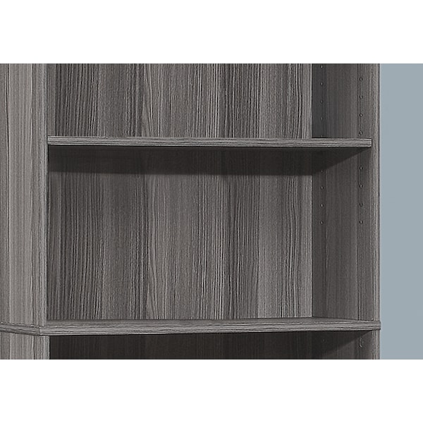 Monarch Specialties Bookshelf, Bookcase, 6 Tier, 72"H, Office, Bedroom, Laminate, Grey, Transitional - I 7469