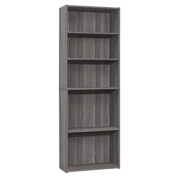 Monarch Specialties Bookshelf, Bookcase, 6 Tier, 72"H, Office, Bedroom, Laminate, Grey, Transitional - I 7469