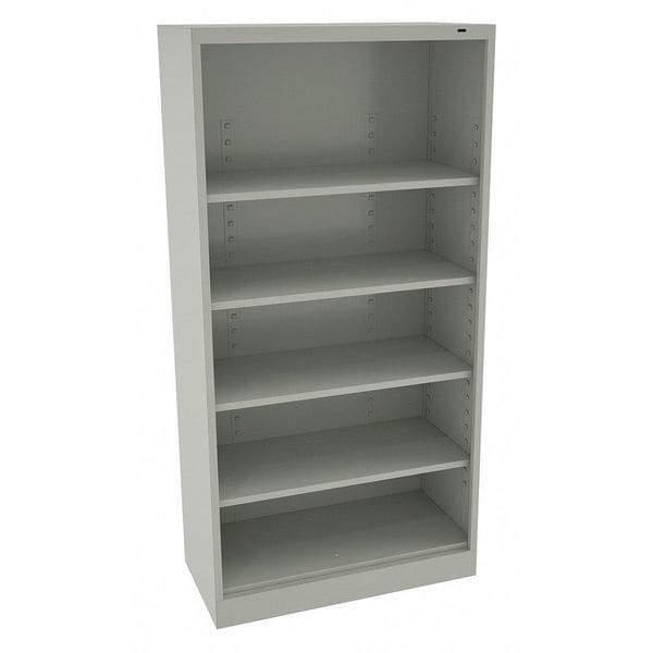 Tennsco 5-Shelf Bookcase, All Welded Steel 72"x36" Light Grey - BC18-72 LIGHT GREY